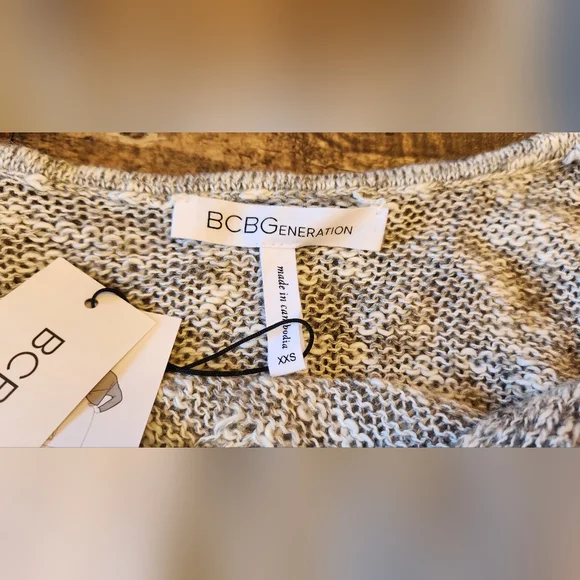 NWT BCBGeneration Twist Tie Cropped Sweater Heather Grey Size XXS - Picture 8 of 13